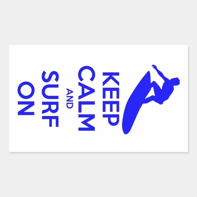 Keep Calm & Surf On Rectangular Sticker (Front)