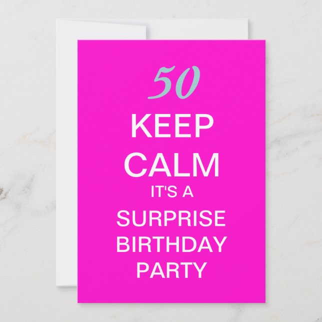 KEEP CALM Surprise 50th Birthday Party Invite (Front)