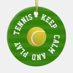 KEEP CALM TENNIS BALL - Personalised TEXT Ceramic Ornament