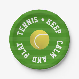 KEEP CALM TENNIS BALL - Personalised TEXT Paper Plate