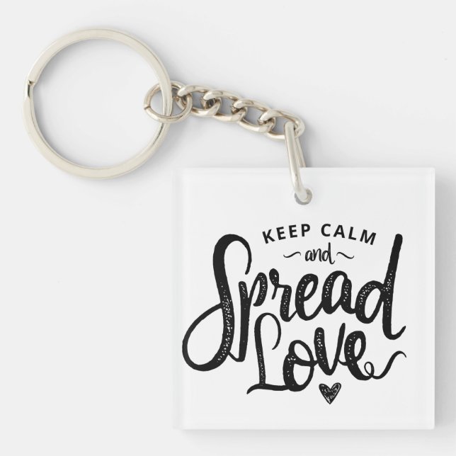 Keep Calm Text Art Love Art Inspirational Heart Ar Key Ring (Front)