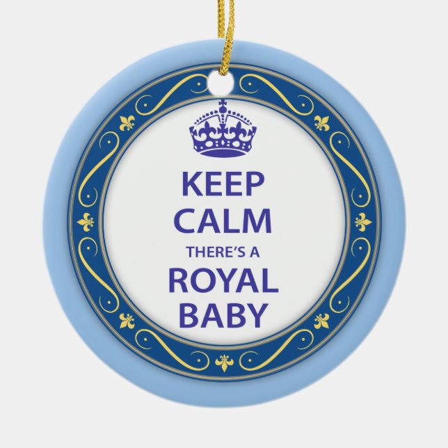 Keep Calm There's A Royal Baby Ceramic Tree Decoration (Front)
