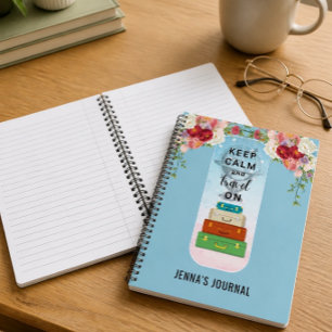 Keep Calm Travel On Personalised Notebook