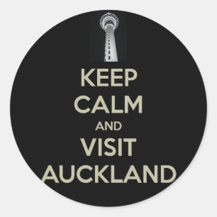 keep calm visit auckland classic round sticker