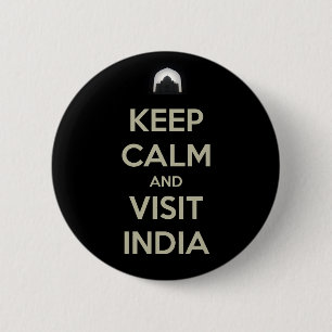 keep calm visit india 6 cm round badge