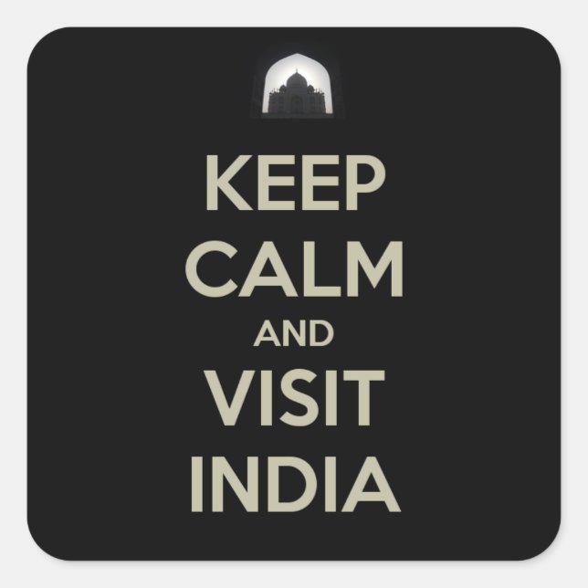 keep calm visit india square sticker (Front)