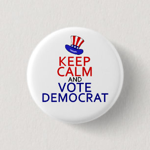 Keep Calm Vote Democrat Funny Political Election 3 Cm Round Badge