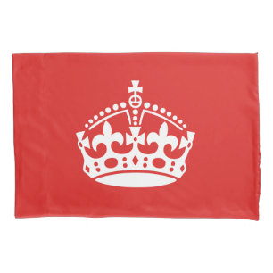 Keep Calm White Crown On Red Background Pillowcase