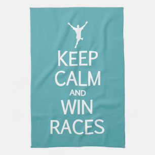 Keep Calm & Win Races custom colour kitchen towel
