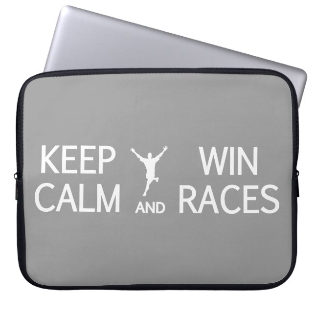 Keep Calm & Win Races custom colour laptop sleeve (Front)