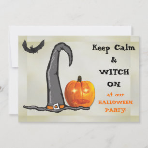 Keep Calm Witch Hat Halloween Party Invitation