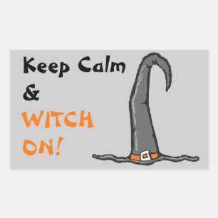 Keep Calm Witch Hat Halloween Rectangular Sticker