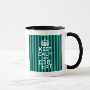 Keep Calm Your Text on Turquoise Stripes Decor Mug