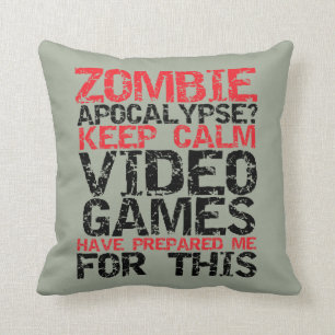 Keep Calm Zombie Apocalypse Pillow for Gamer Geek