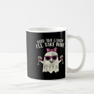 Keep Candy Ill Take Wine Ghost Funny Halloween Dri Coffee Mug