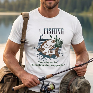 "Keep Casting Your Line" Vintage Fishing Art T-Shirt