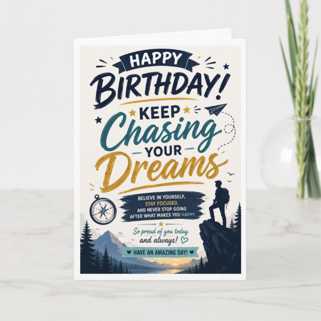 Keep Chasing Dreams Son Birthday Card  (Front)