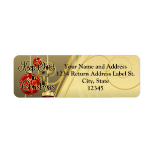 Keep Christ in Christmas, Gold/Red Christian Return Address Label