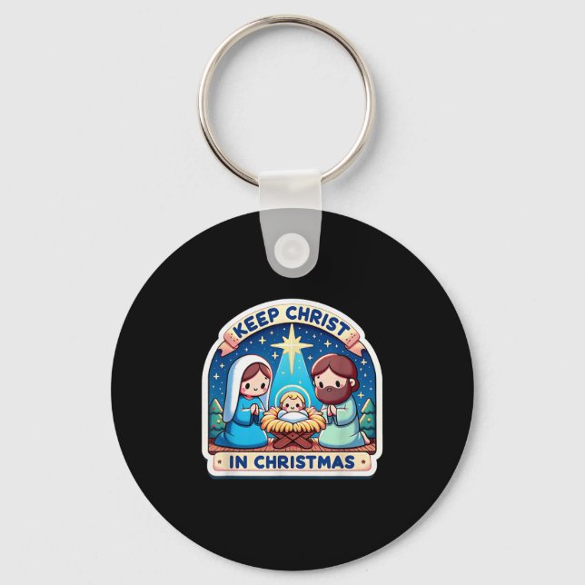 Keep Christ In Christmas Nativity Scene Manger Jes Key Ring (Front)