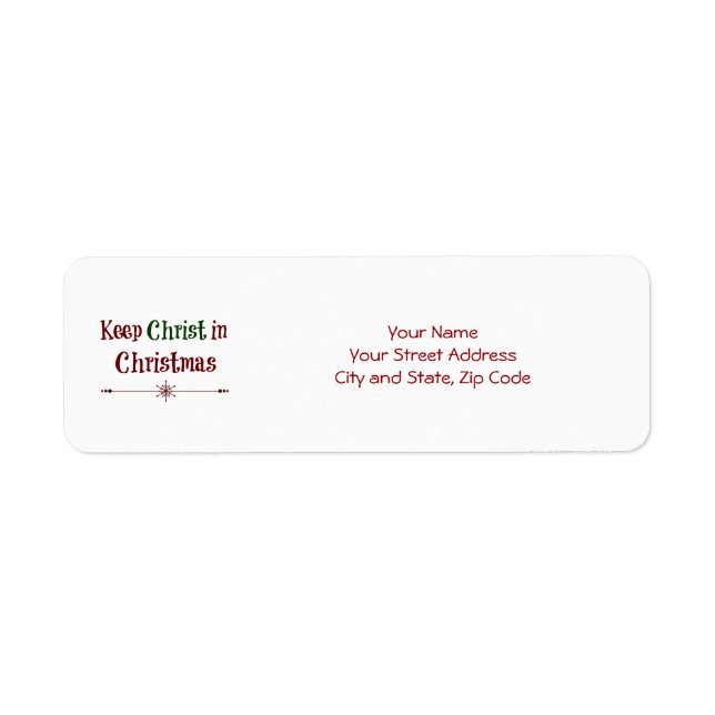 Keep Christ in Christmas Quote Return Address Label (Front)