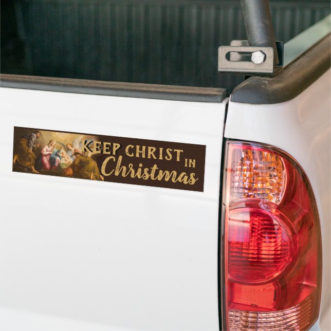 Keep Christ in Christmas Religious Nativity Manger Bumper Sticker (On Truck)
