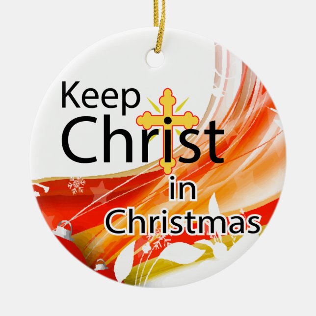 Keep Christ in Christmas, Swirl Ceramic Tree Decoration (Front)