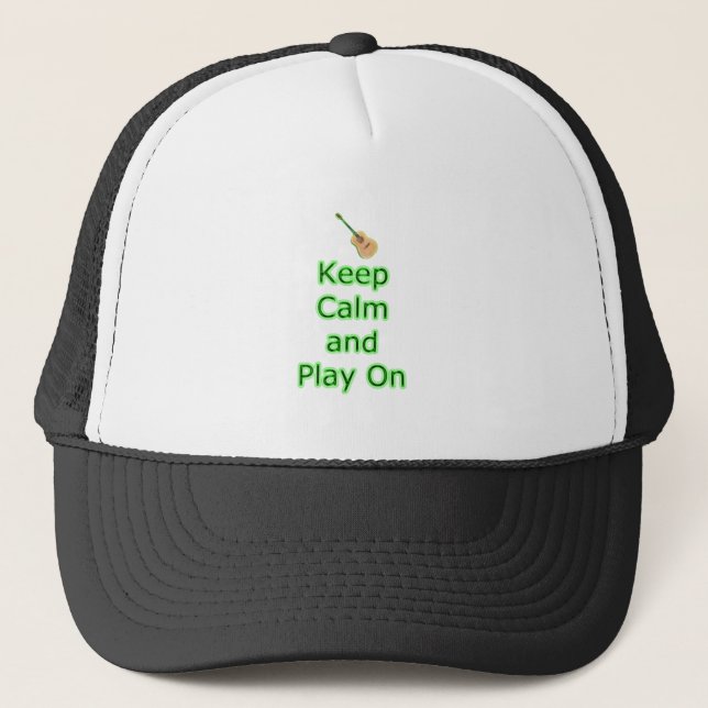 Keep clam and play on trucker hat (Front)