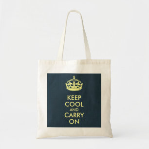 Keep Cool and Carry on Greyish Blue Kraft Paper Tote Bag