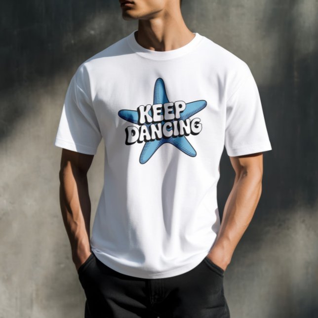 Keep Dancing Retro Blue Starfish Ocean Design T-Shirt (Keep Dancing Retro Blue Starfish Ocean Design)