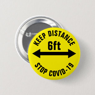 Keep Distance 6ft Help Stop Covid19 Corona Virus 6 Cm Round Badge