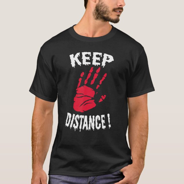Keep Distance Halloween Scarecrow Costume Hallowee T-Shirt (Front)