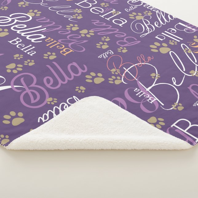 keep dog warm personalised purplish sherpa blanket (3/4)