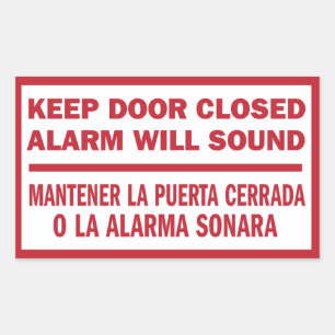 Keep Door Closed sign English Spanish Rectangular Sticker