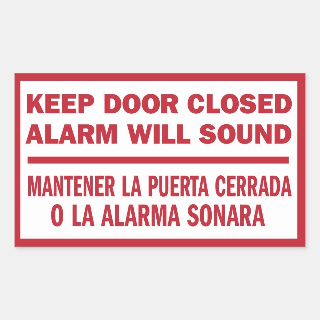 Keep Door Closed sign English Spanish Rectangular Sticker (Front)