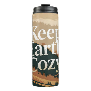 Keep Earth Cosy Retro Nature Adventure Eco Art Thermal Tumbler