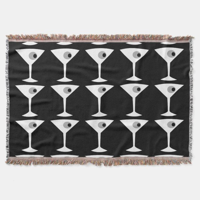 Keep 'Em Coming Martini Throw Blanket (b&w) (Front)