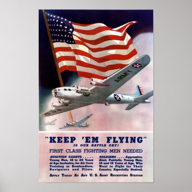 Keep 'em Flying -- WWII Air Corps Poster (Front)