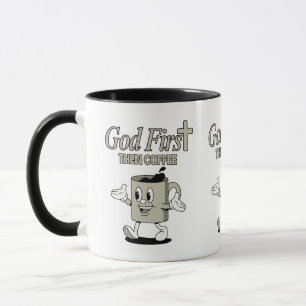 Keep God First Then Coffee Faith-Based Two-Tone Mug