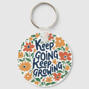 Keep Going, Keep Growing Aluminium Circle Keychain