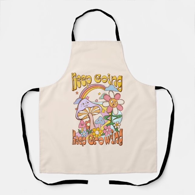 Keep Going, Keep Growing – Mushrooms & Flowers Apron (Front)
