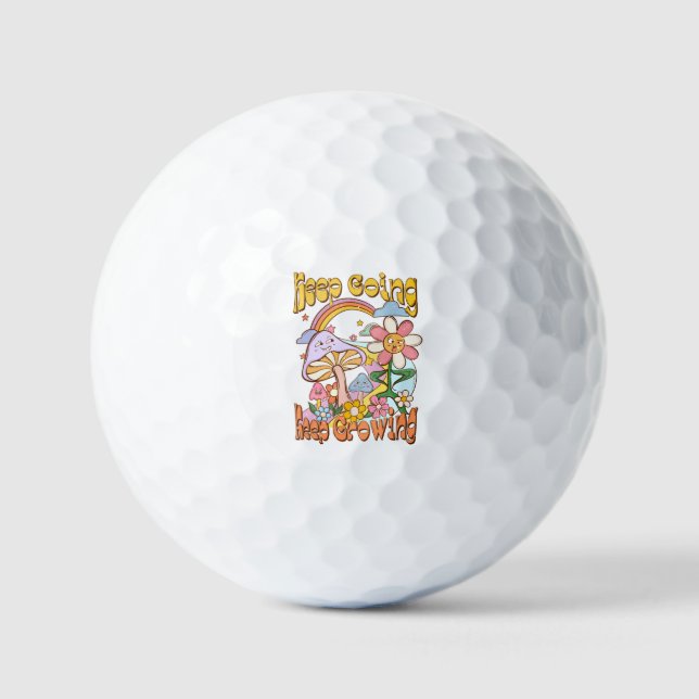 Keep Going, Keep Growing – Mushrooms & Flowers Golf Balls (Front)