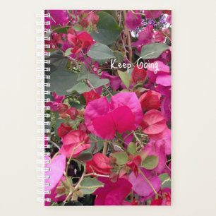 Keep Going Motivational Pink Paper Flowers Planner