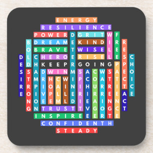 Keep Going Motivational Word Search Quest Circle Coaster