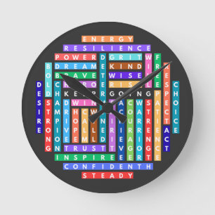 Keep Going Motivational Word Search Quest Circle Round Clock