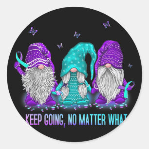 Keep Going No What Gnome Suicide Prevention Awaren Classic Round Sticker