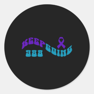 Keep Going Purple Teal Suicide Awareness Ribbon Classic Round Sticker