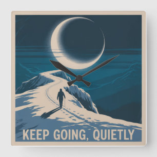 Keep Going, Quietly Square Wall Clock