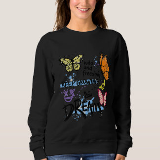Keep Growing Dream Butterfly Aesthetic Y2K Sweatsh Sweatshirt