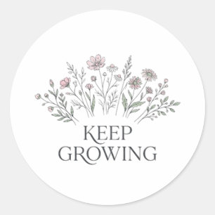 Keep Growing Minimalist Wildflower BotanicaSticker Classic Round Sticker