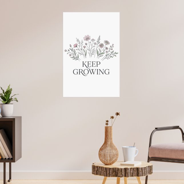 Keep Growing Wildflower Botanical Poster (Living Room 3)